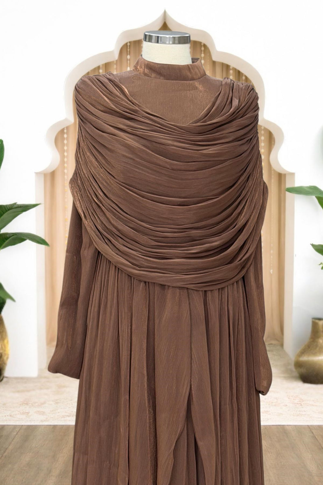 Sumru Modest Evening Dress - Brown