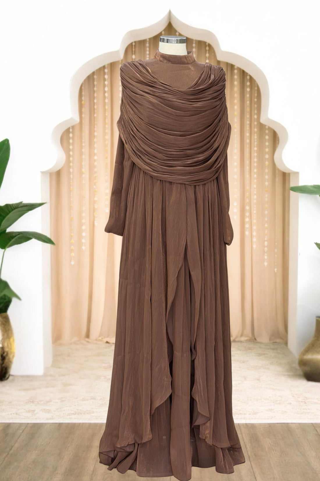 Sumru Modest Evening Dress - Brown