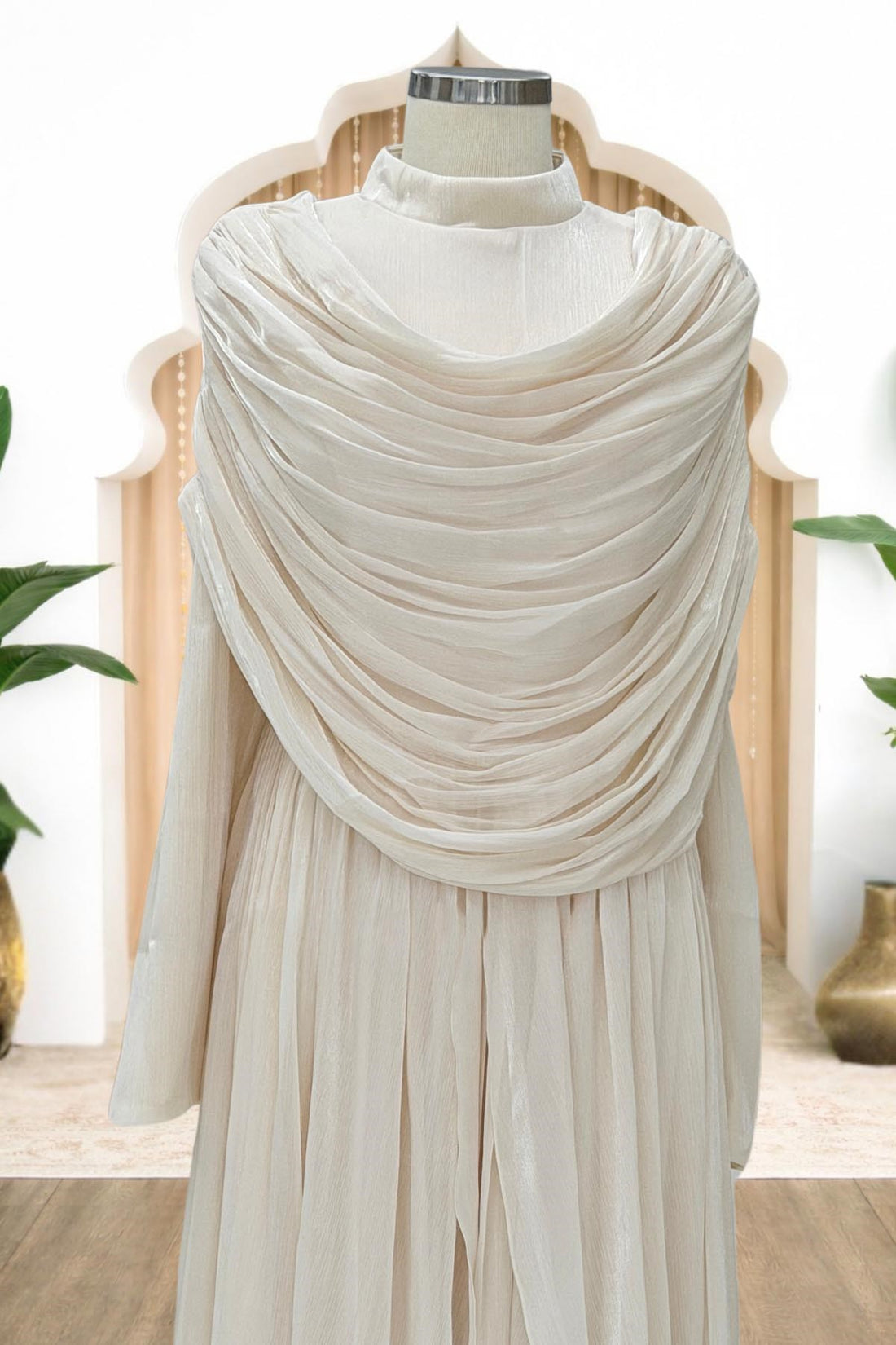 Sumru Modest Evening Dress - Cream