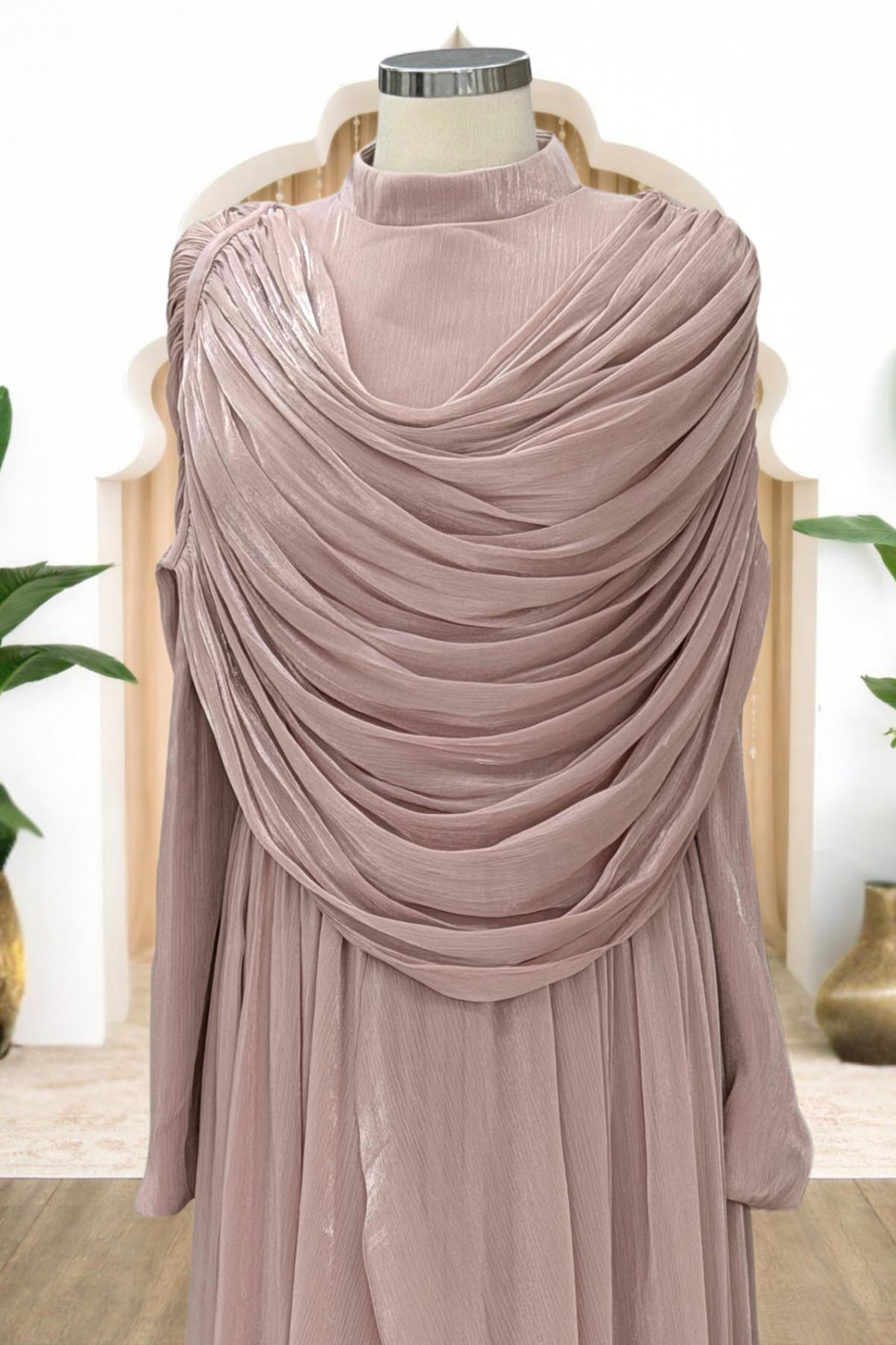 Sumru Modest Evening Dress - Blush Pink