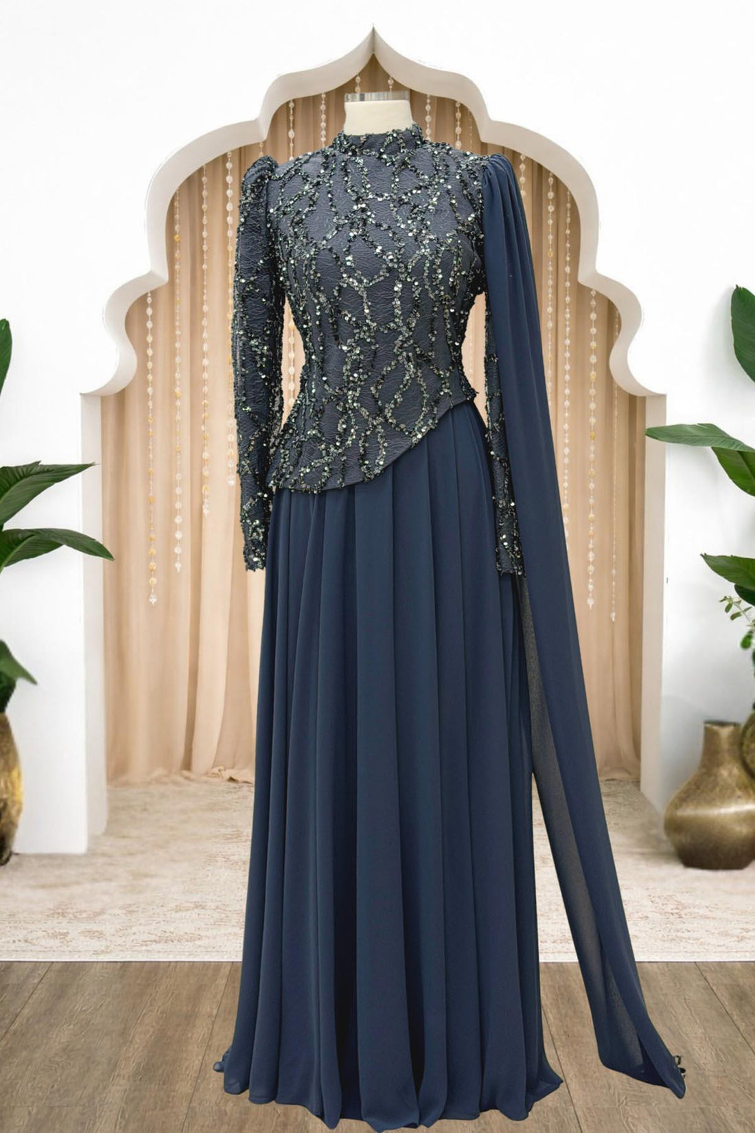Tülin Modest Evening Dress - Anthracite