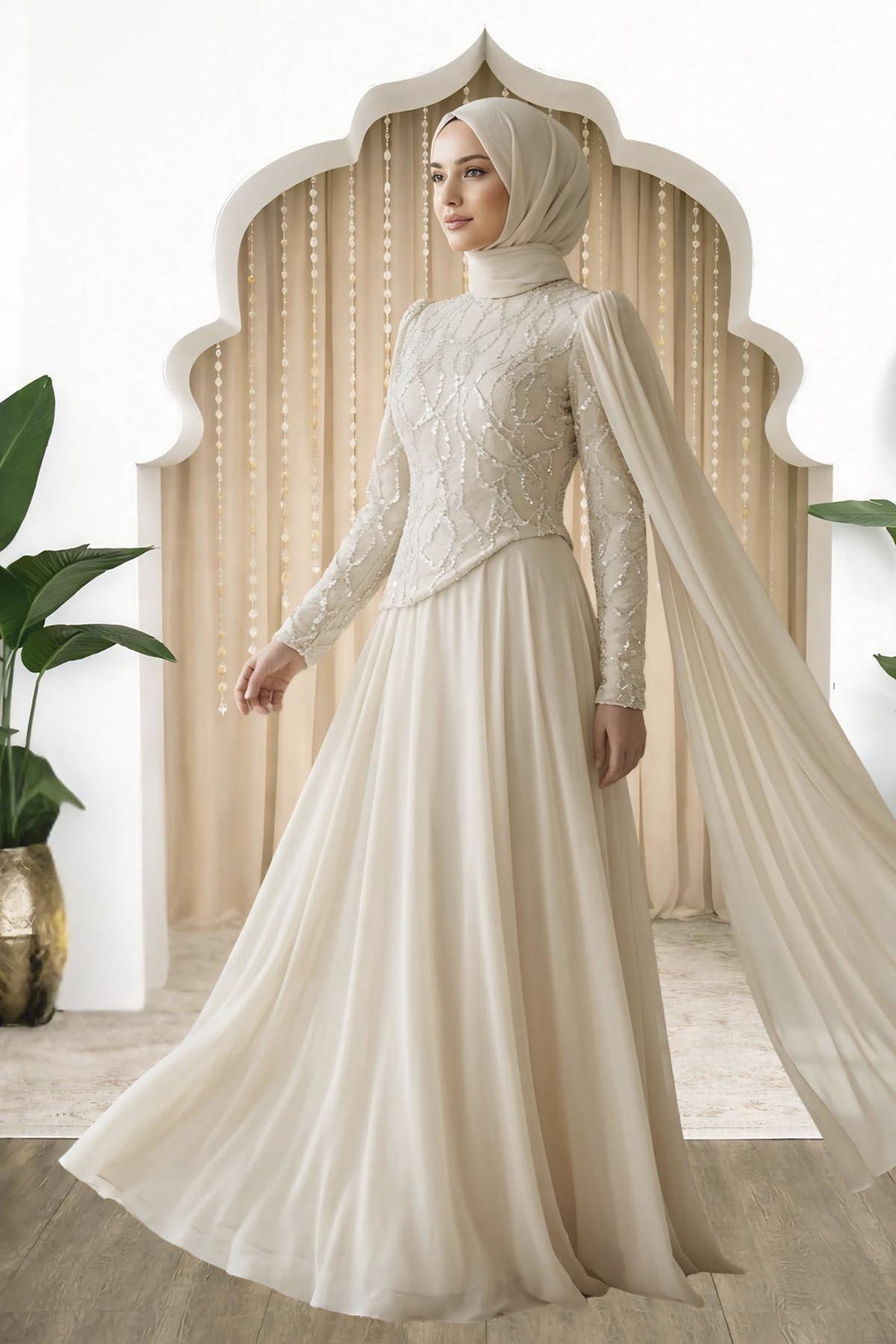 Tülin Modest Evening Dress - Ivory