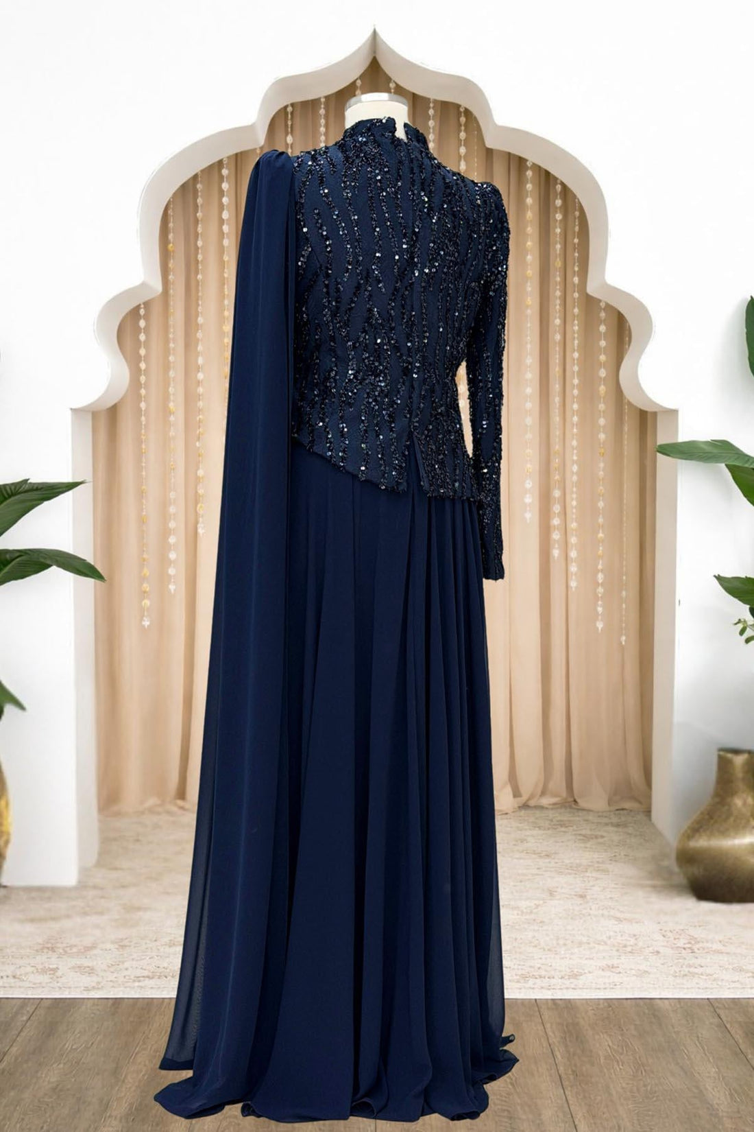 Tülin Modest Evening Dress - Navy