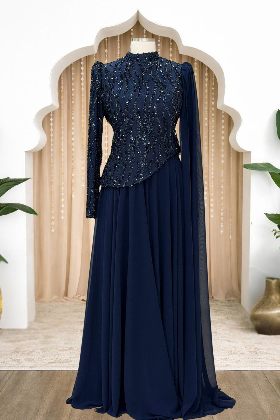 Tülin Modest Evening Dress - Navy