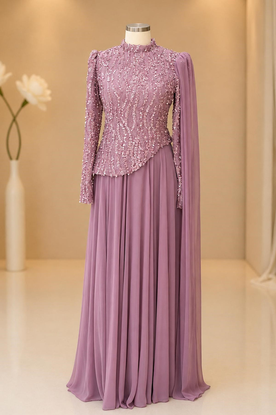 Tülin Modest Evening Dress - Blush Pink