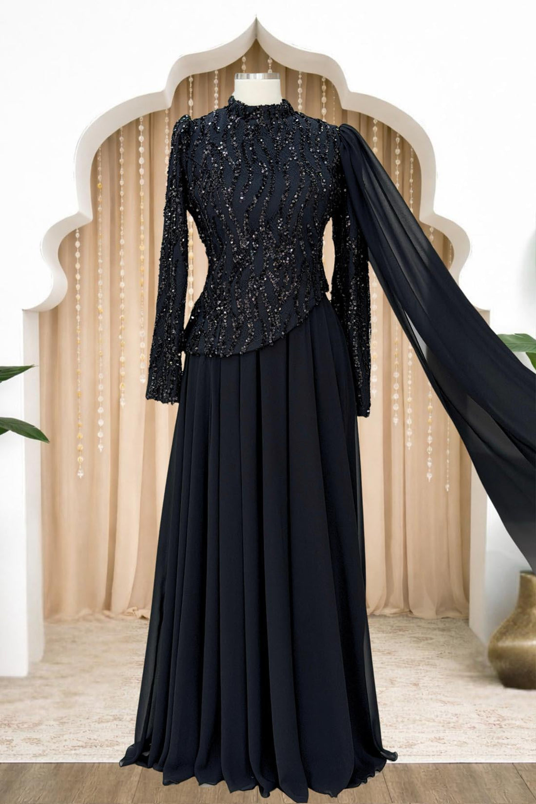 Tülin Modest Evening Dress - Black