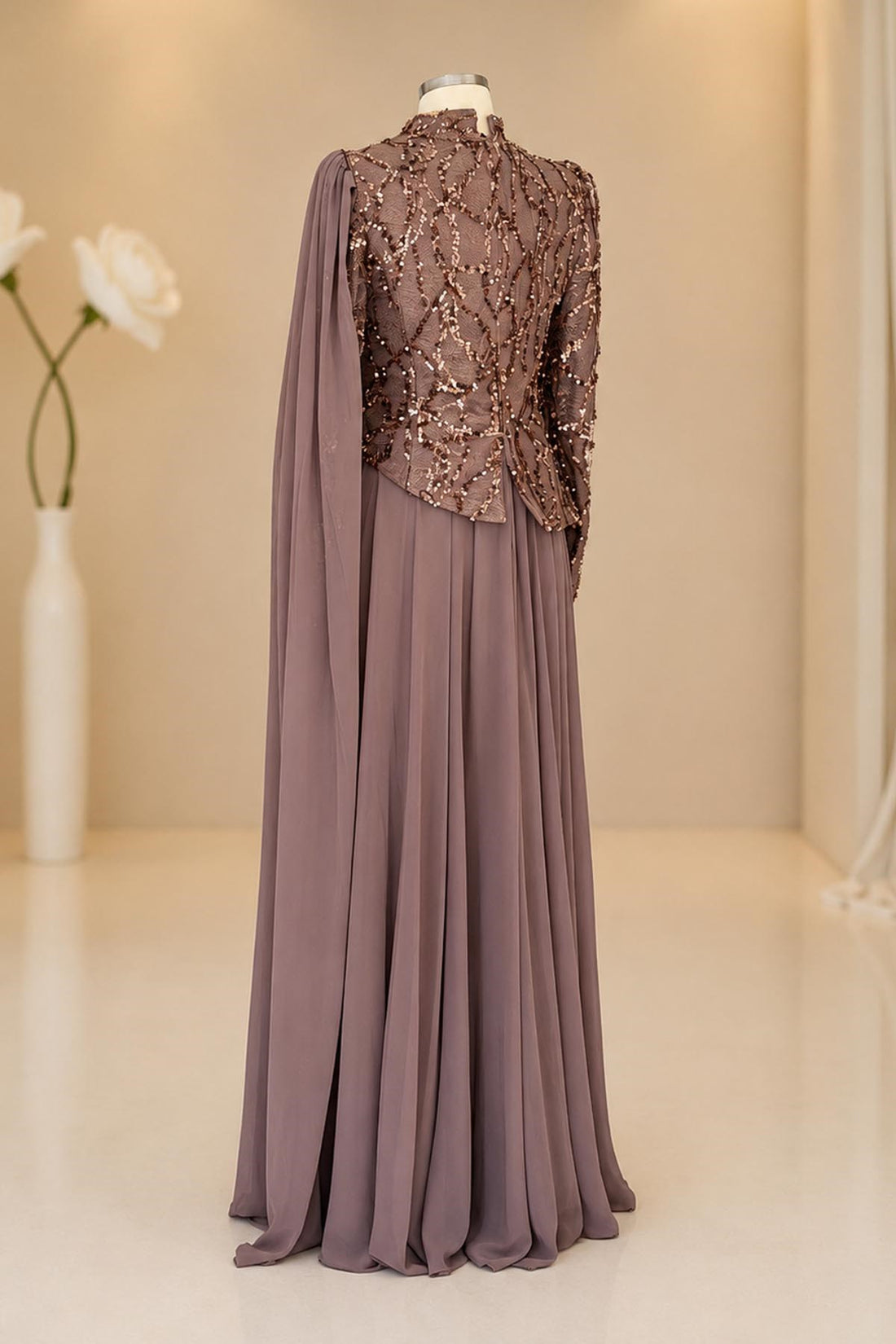 Tülin Modest Evening Dress - Taupe