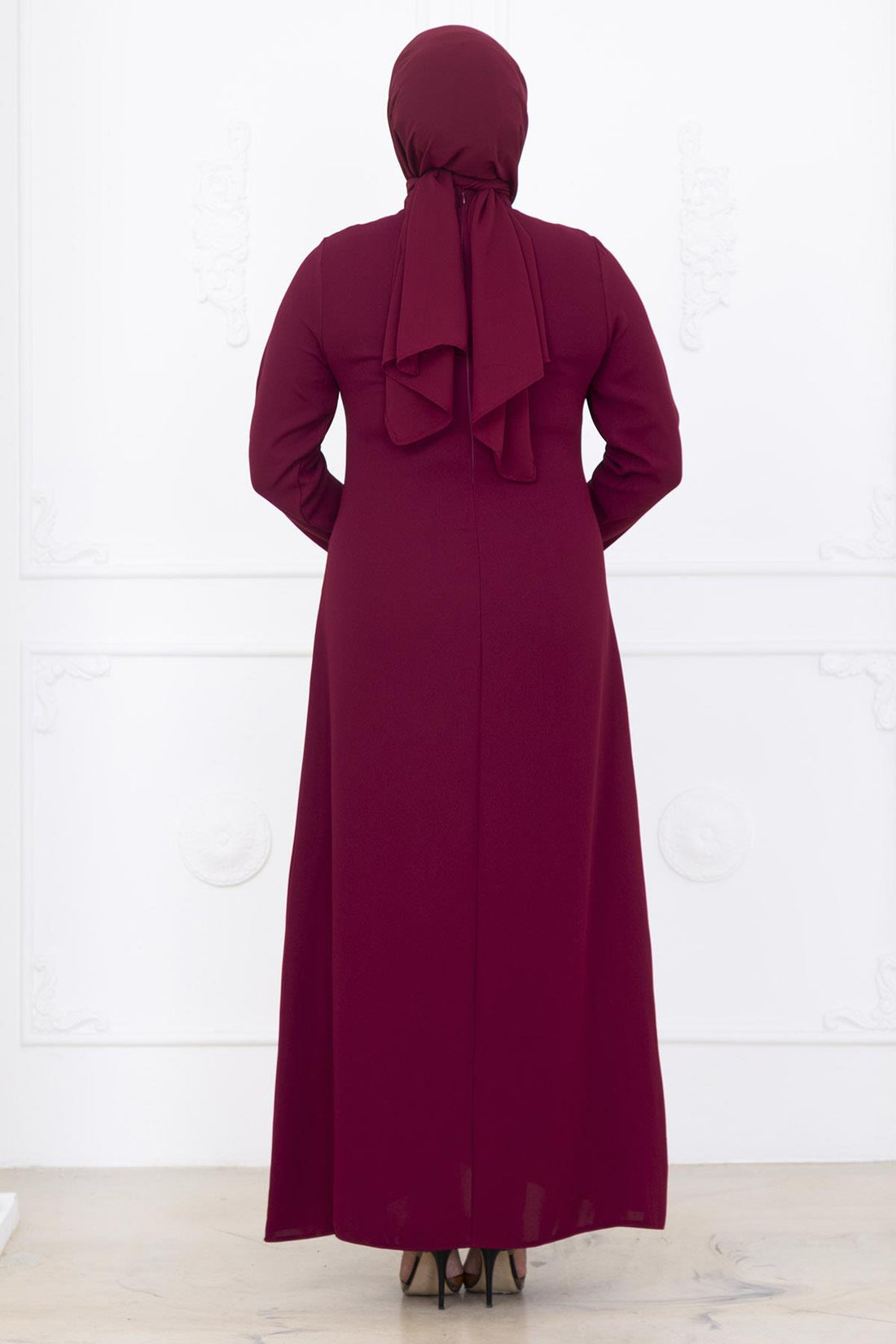 Tuna Modest Evening Dress - Burgundy