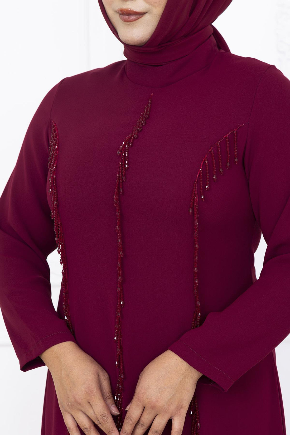 Tuna Modest Evening Dress - Burgundy