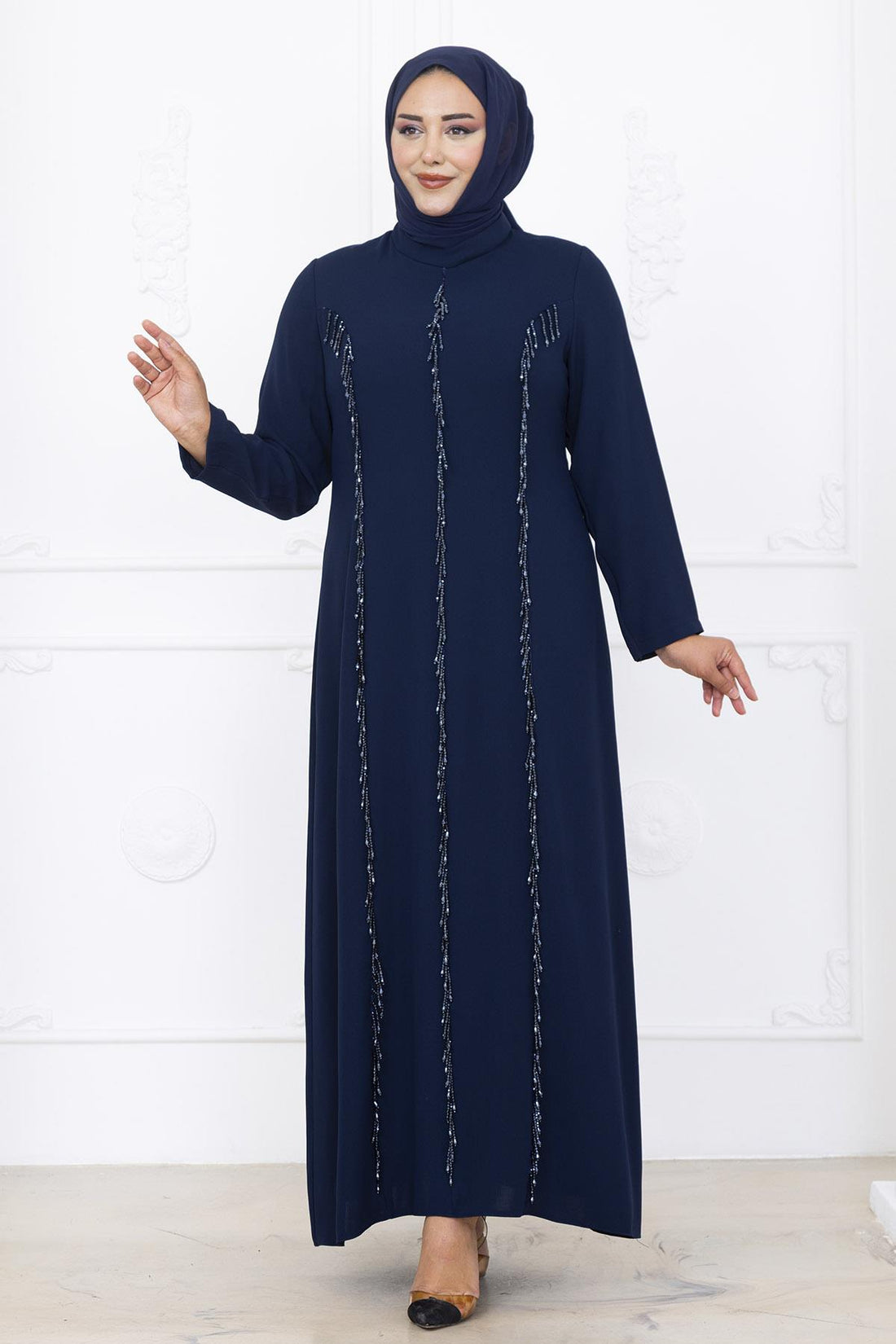 Tuna Modest Evening Dress - Navy