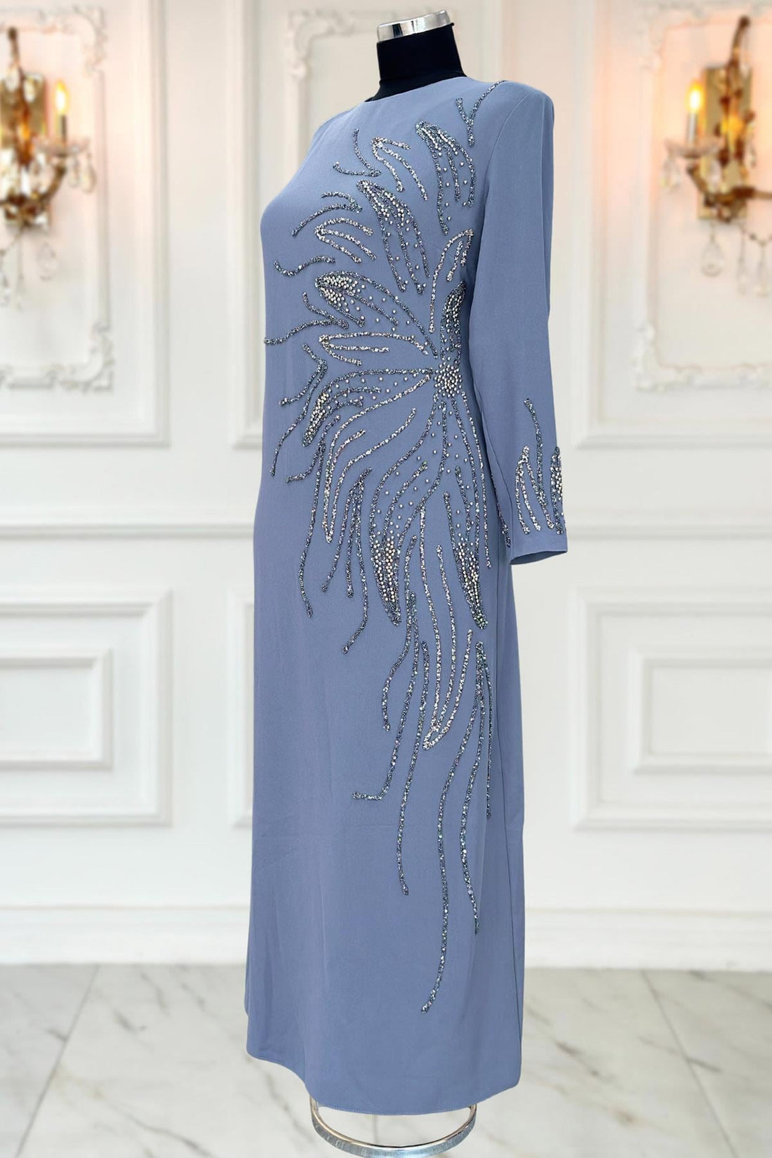 Vera Modest Evening Dress - Grey