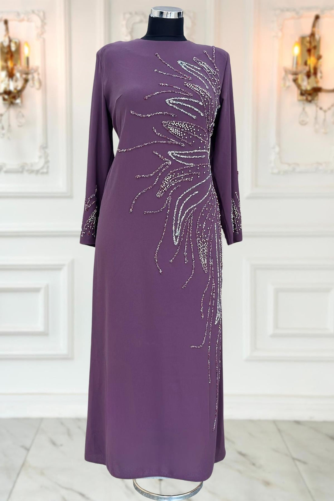 Vera Modest Evening Dress - Lavender
