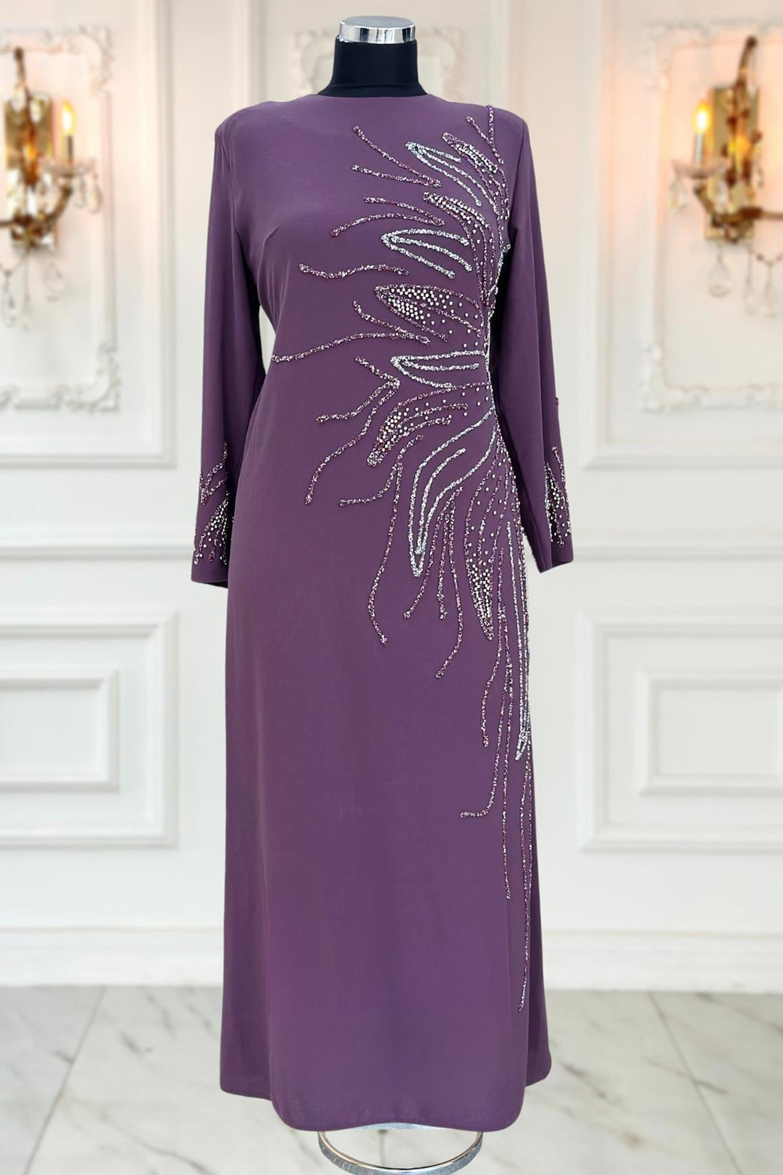 Vera Modest Evening Dress - Lavender