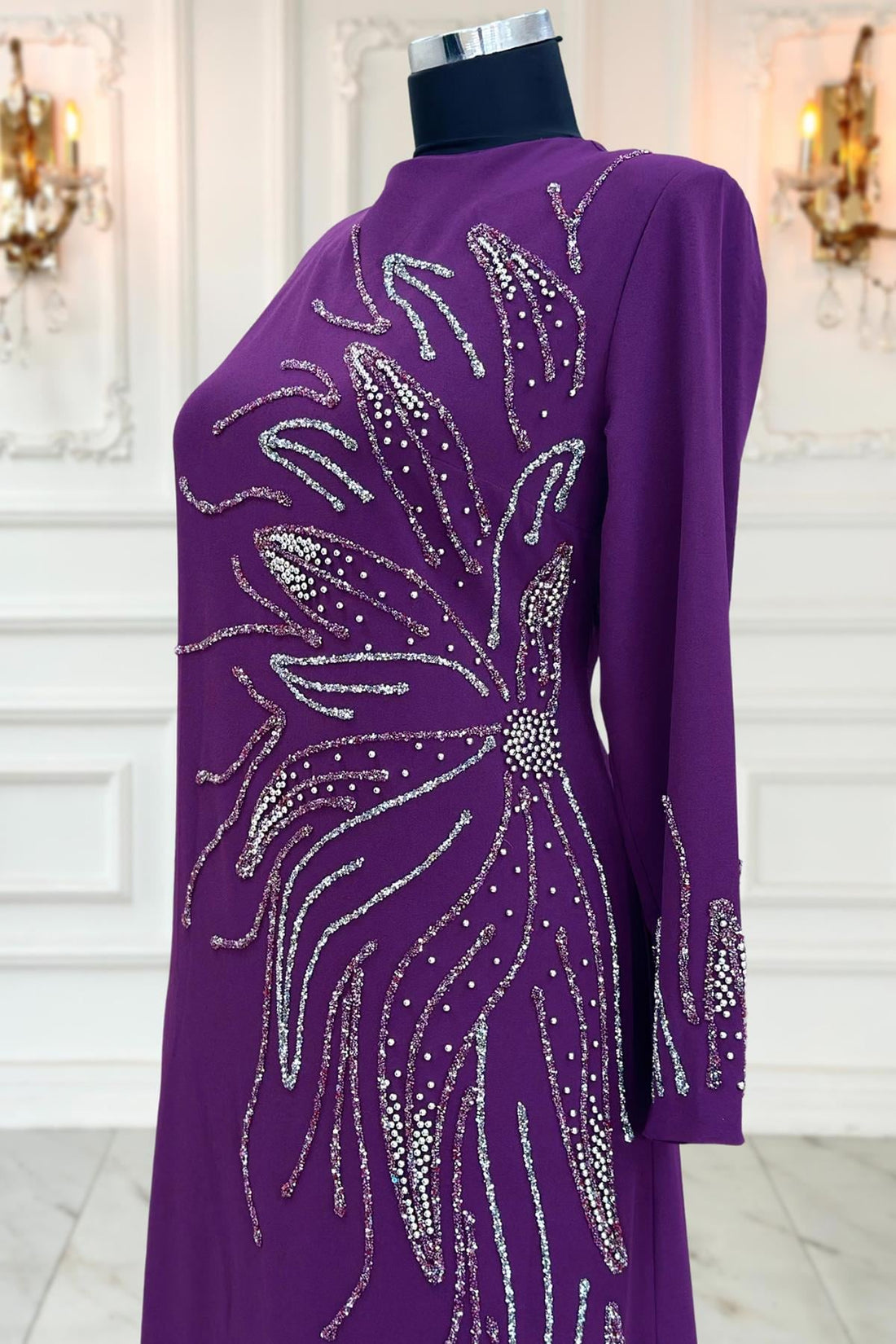Vera Modest Evening Dress - Plum