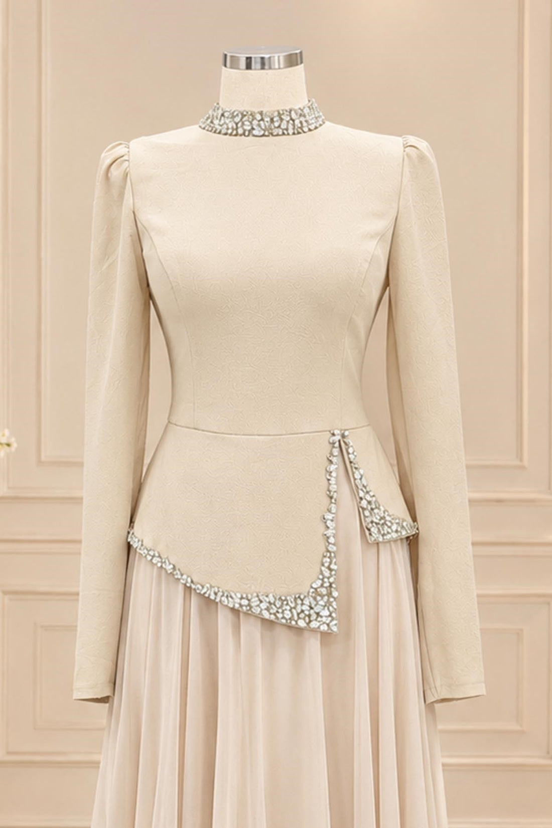 Yağmur Modest Evening Dress - Beige