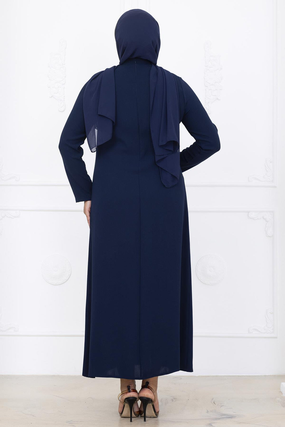 Yakut Modest Evening Dress - Navy