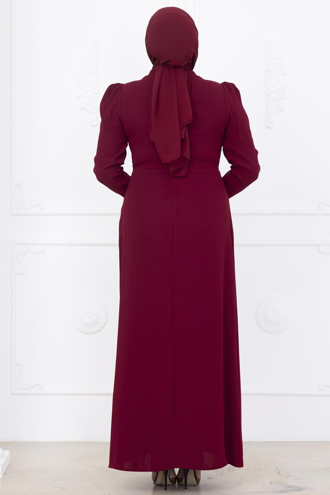 Zühre Modest Evening Dress - Burgundy
