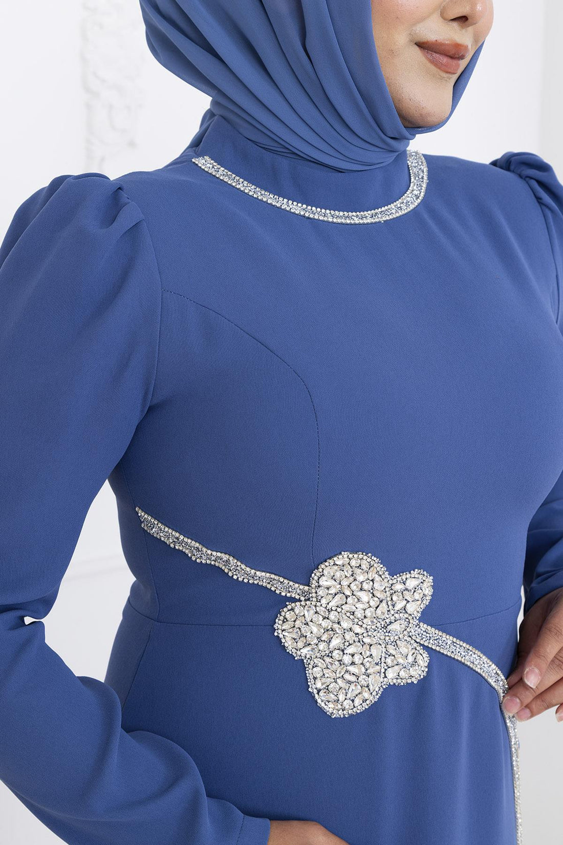 Zühre Modest Evening Dress - Indigo