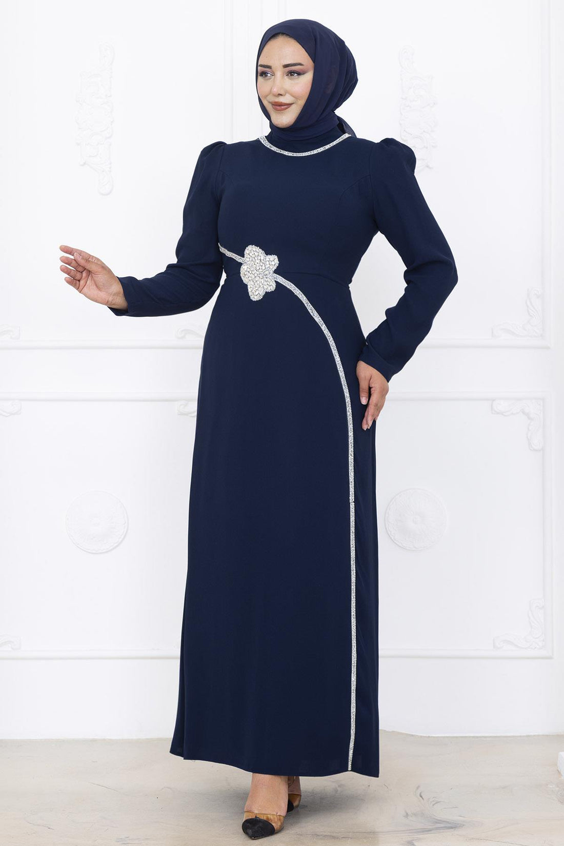 Zühre Modest Evening Dress - Navy