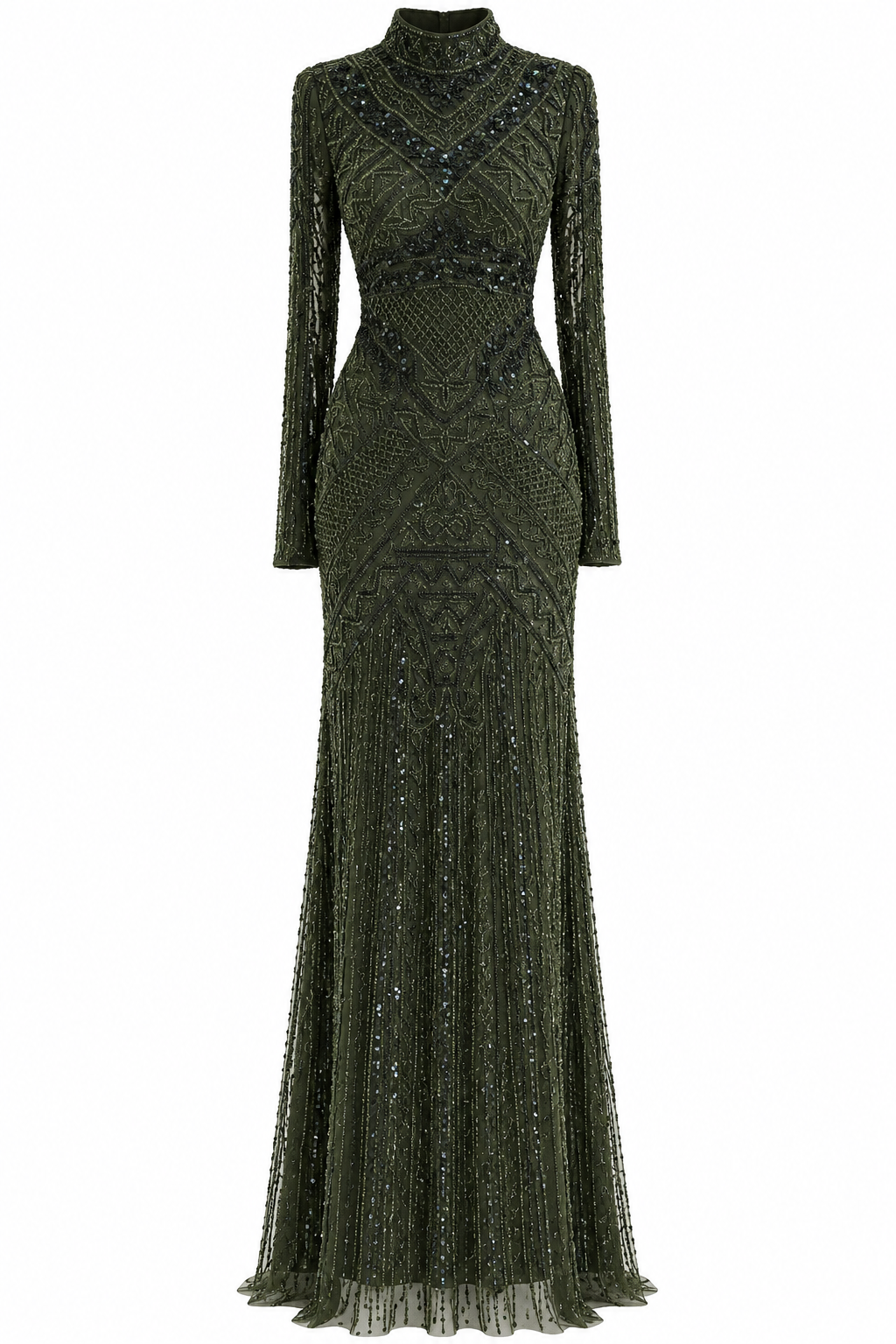 Couture Almas Modest Evening Dress - Khaki