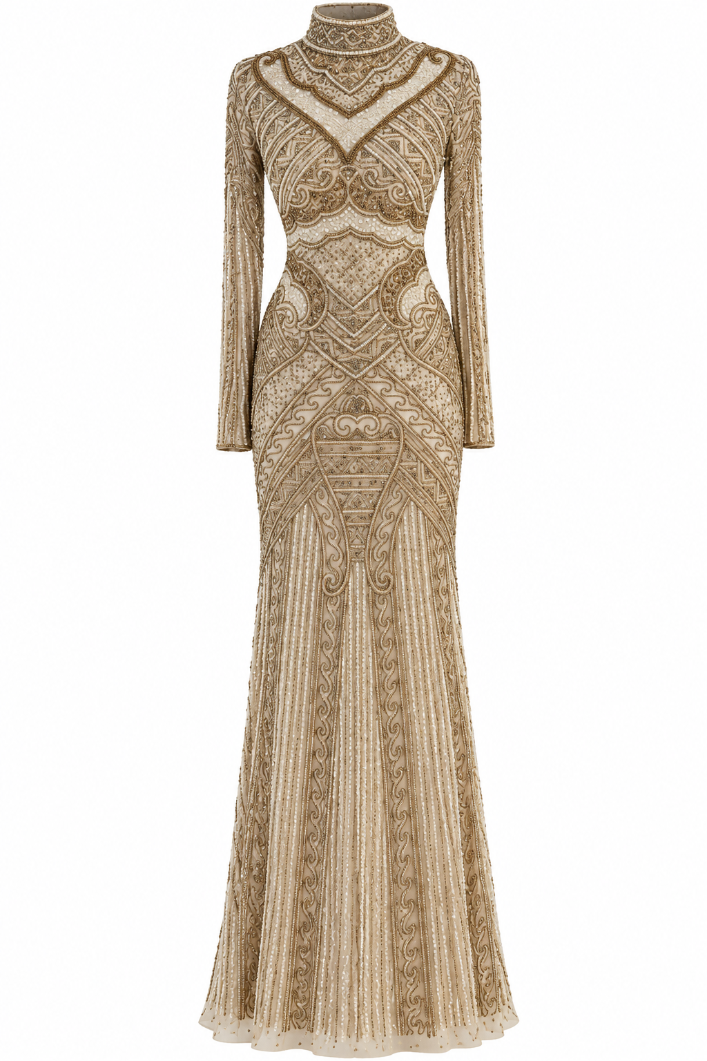 Couture Almas Modest Evening Dress - Beige