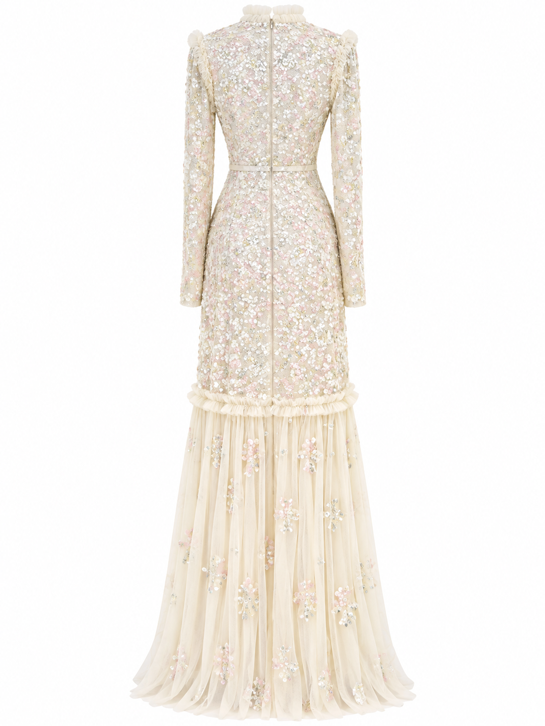 Couture Valentina Modest Evening Dress - Beige