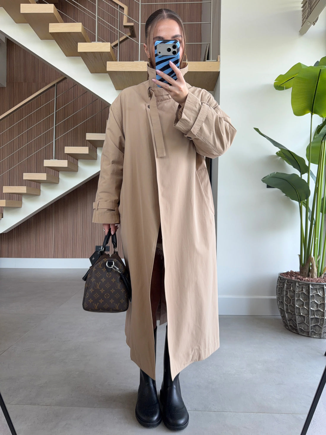 Camel trench coat alternate view