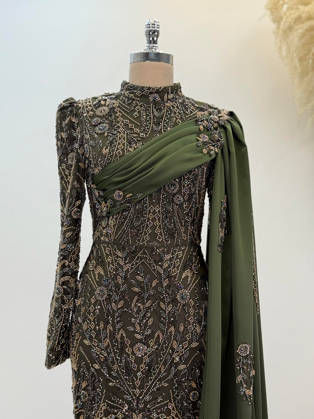 Berry Evening Dress - Khaki - view 2