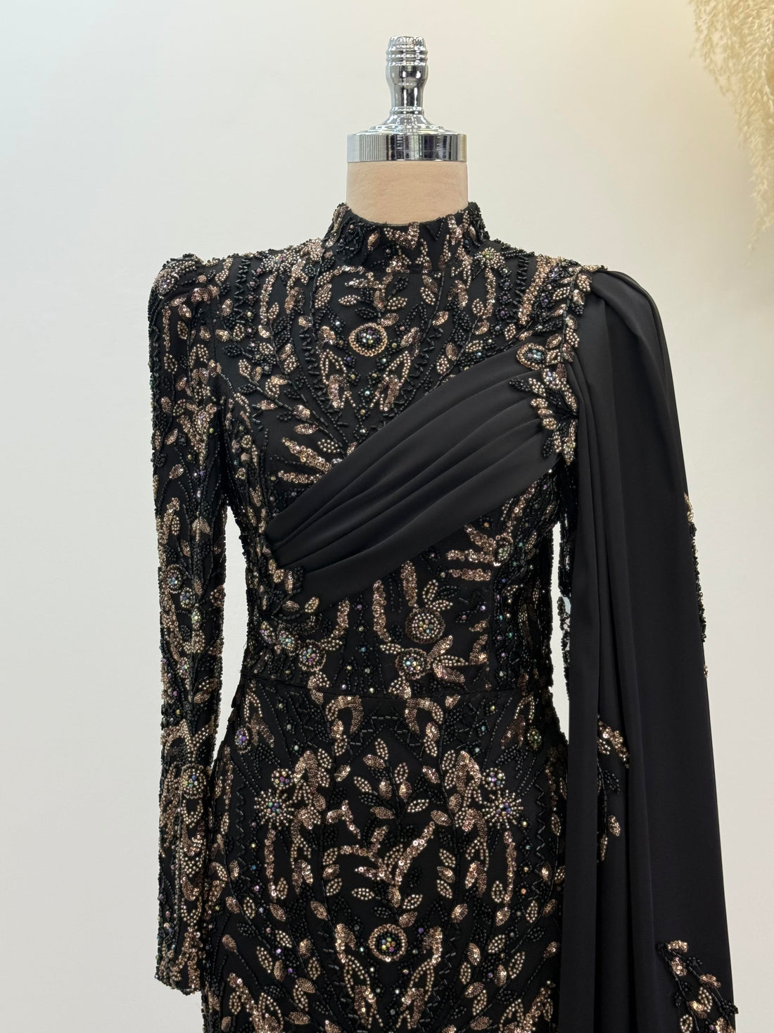 Berry Evening Dress - Black-Gold - view 2