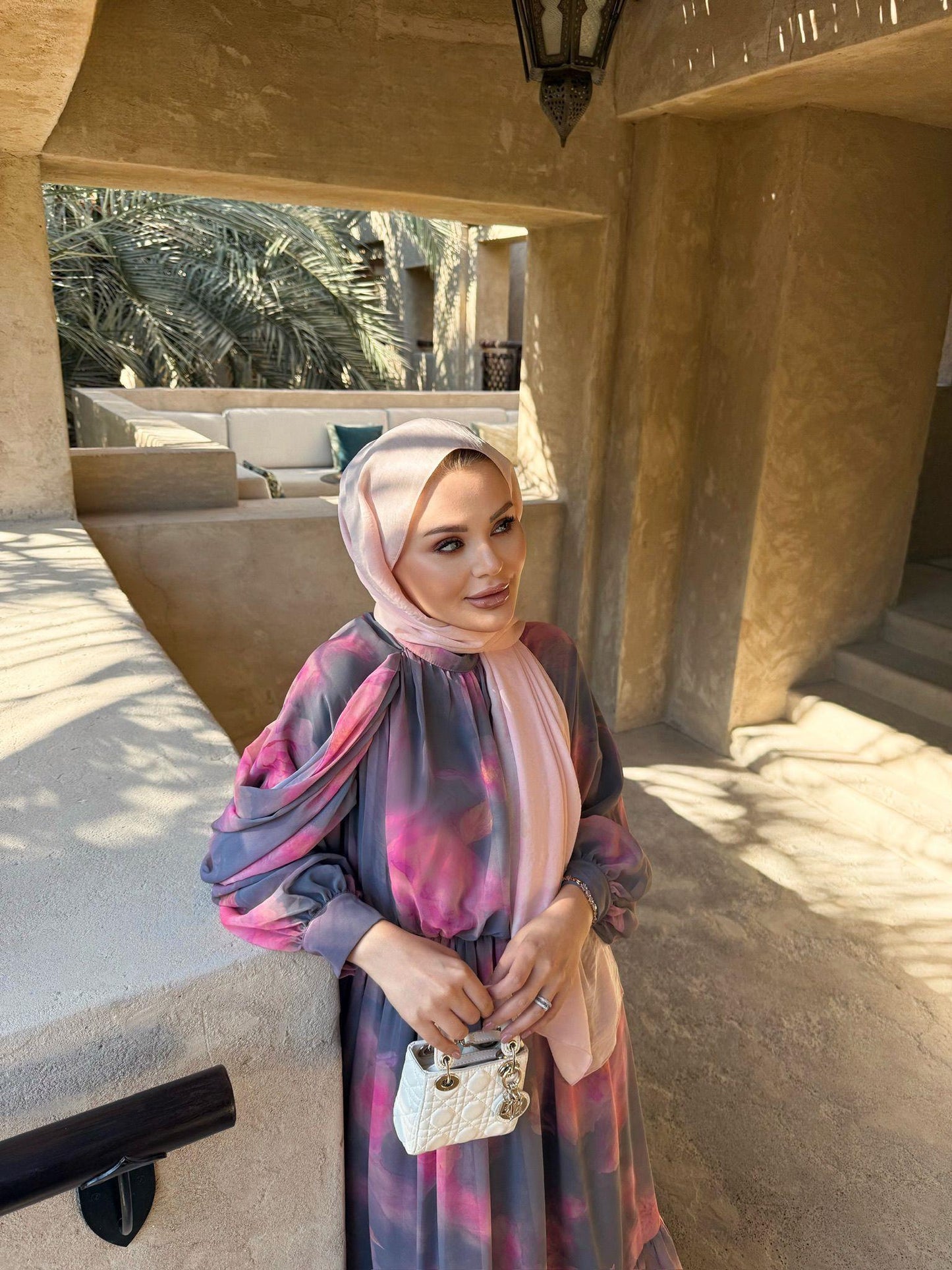 Dusty Pink Pastel Floral Chiffon Maxi Dress
