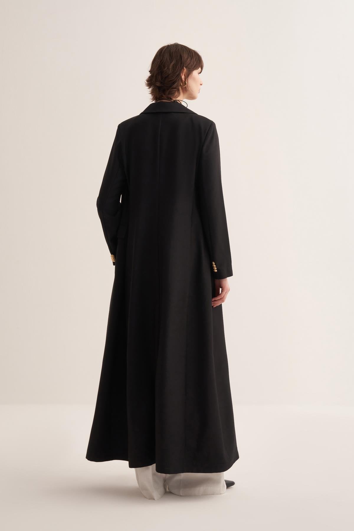 Black Abaya with Gold Buttons - sonafey