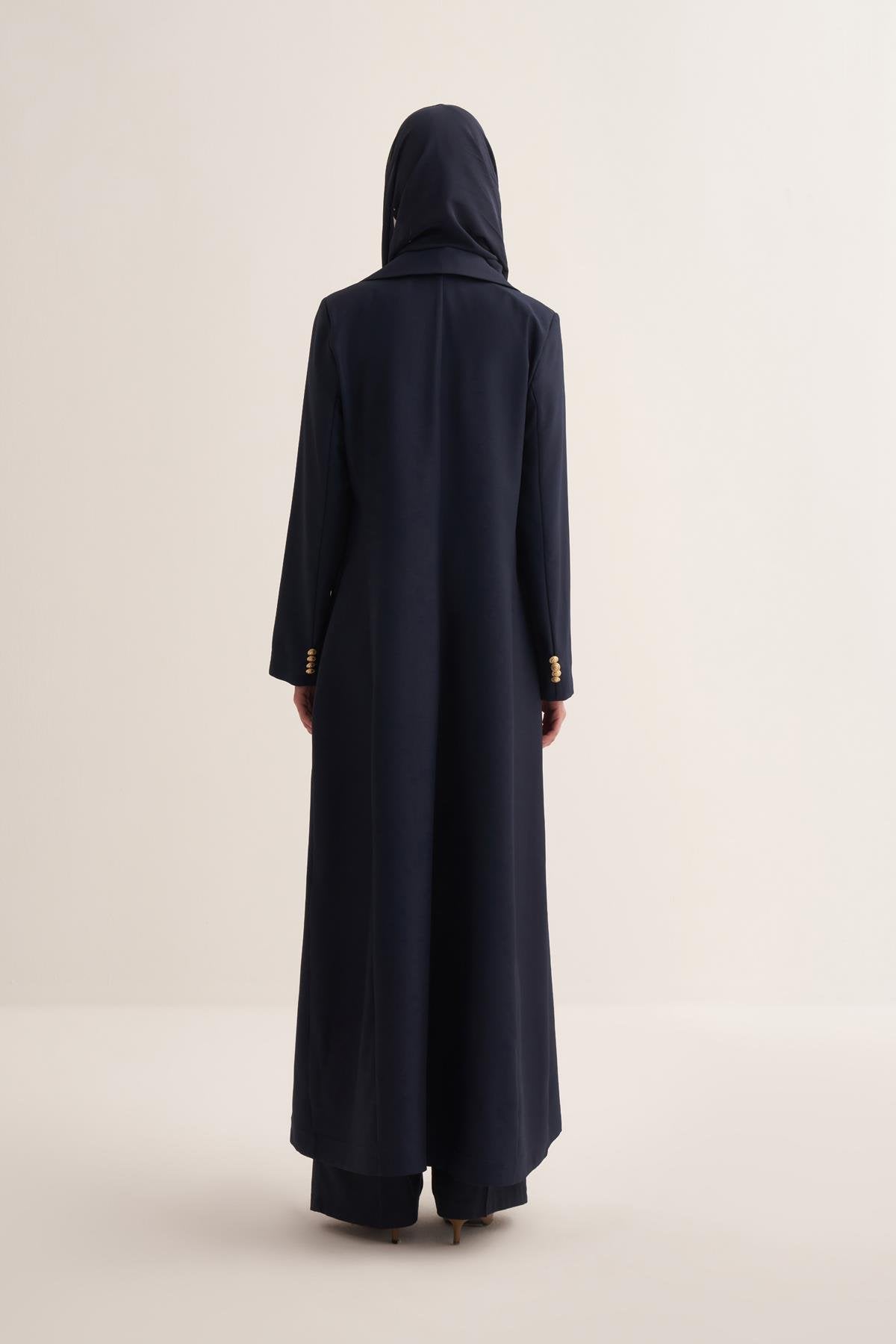Navy Abaya with Gold Buttons - sonafey
