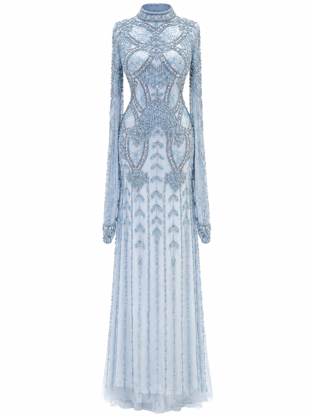 Couture Zevaria Modest Evening Dress - Blue