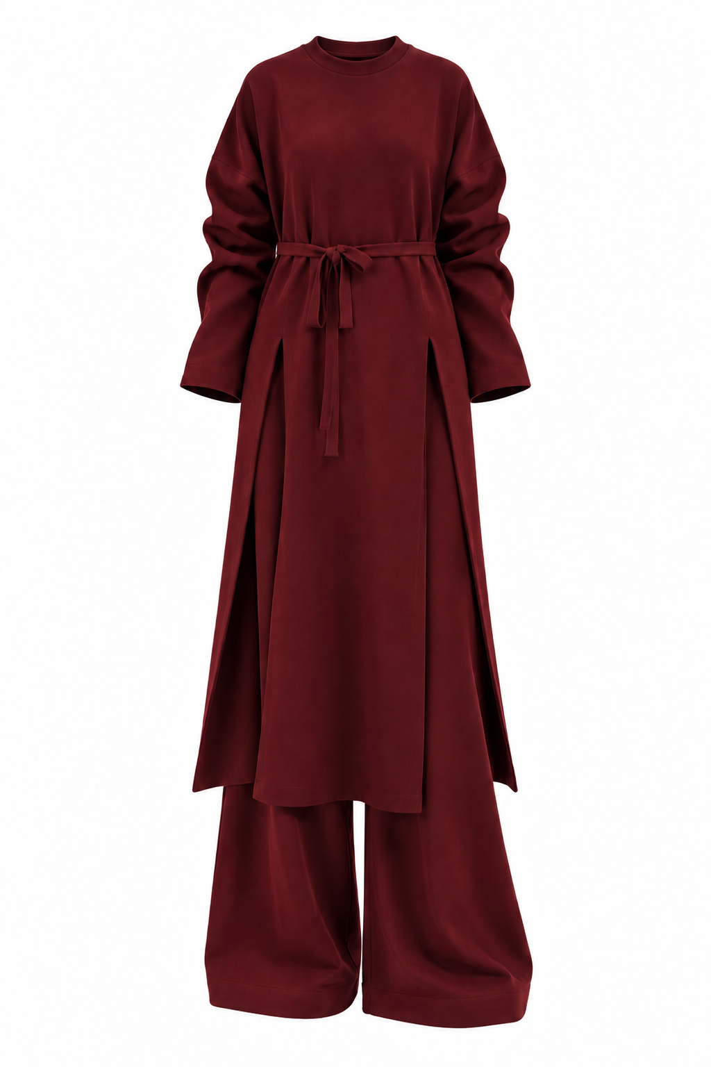 Mirea Knit Two-Piece Set – Burgundy