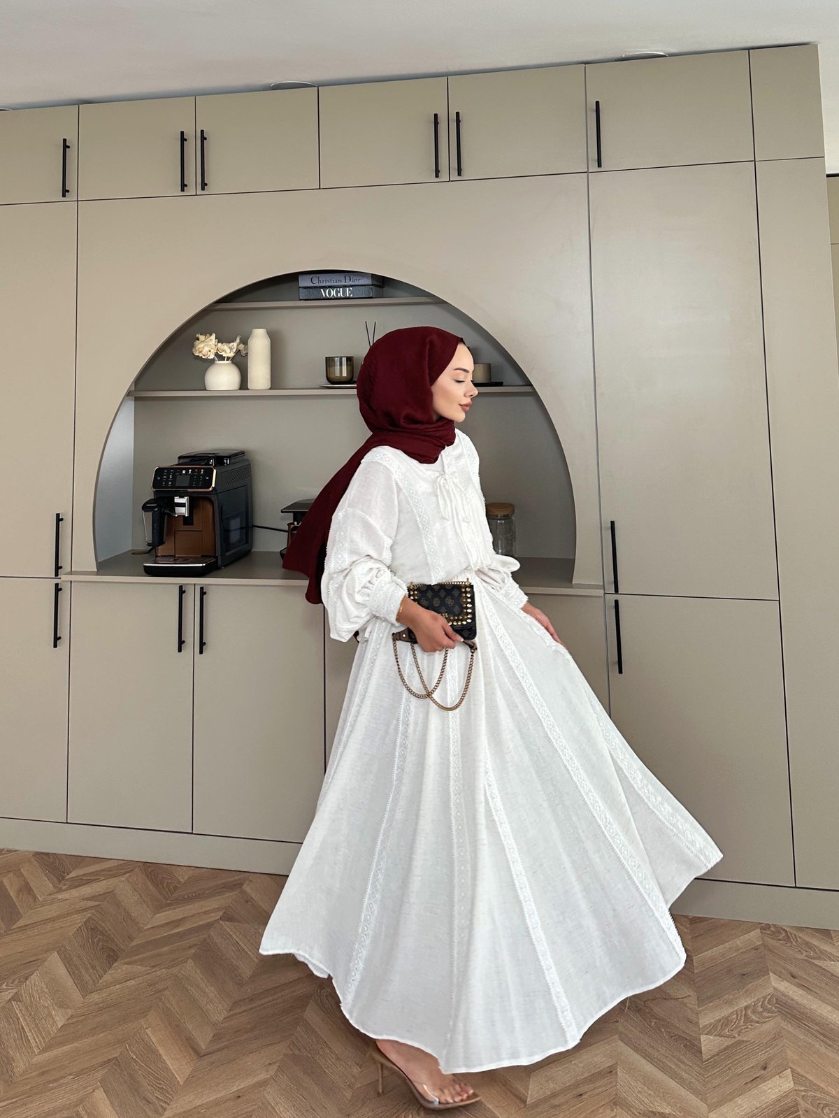 White Linen Co-Ord Set with Lace Trim