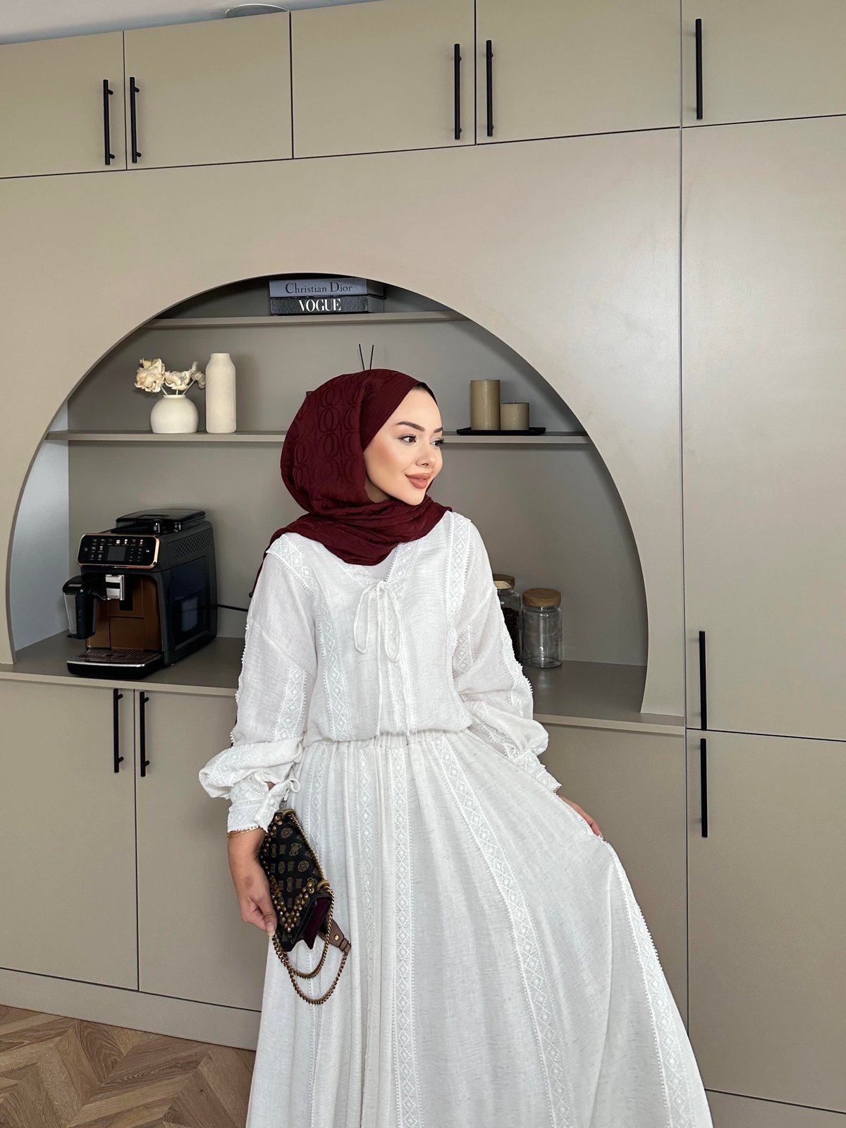 White Linen Co-Ord Set with Lace Trim