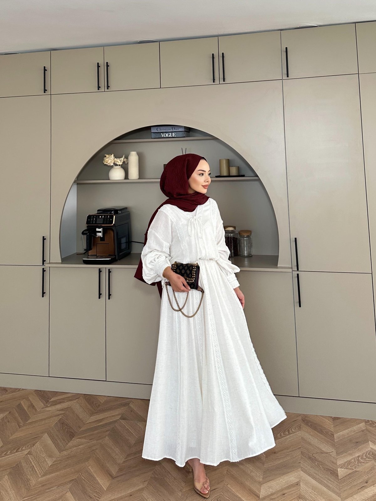 White Linen Co-Ord Set with Lace Trim