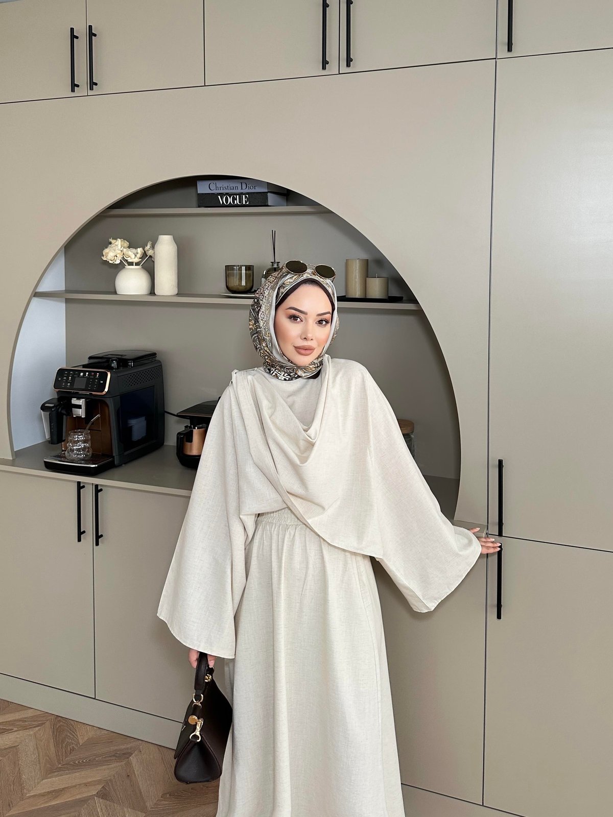 Clif Beige Linen Skirt Set