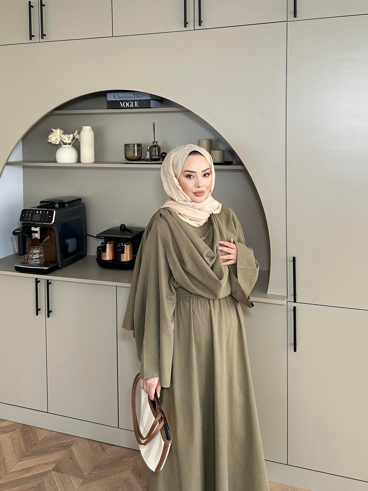 Clif Khaki Linen Skirt Set
