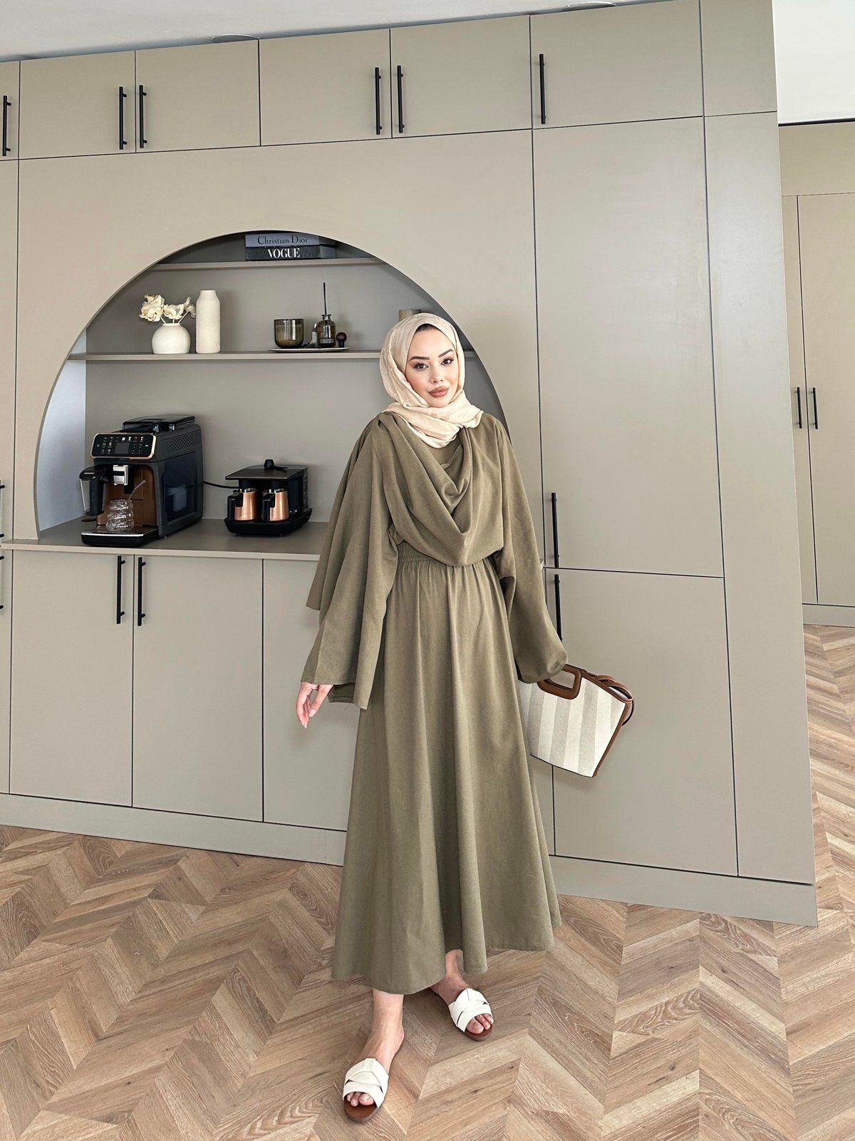Clif Khaki Linen Skirt Set