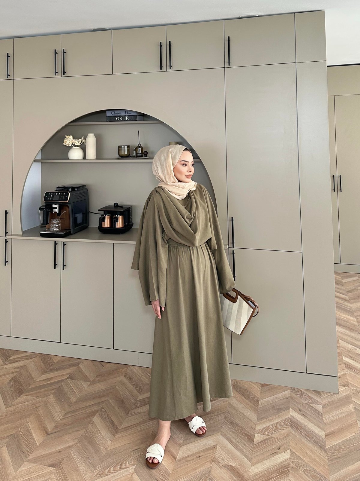 Clif Khaki Linen Skirt Set