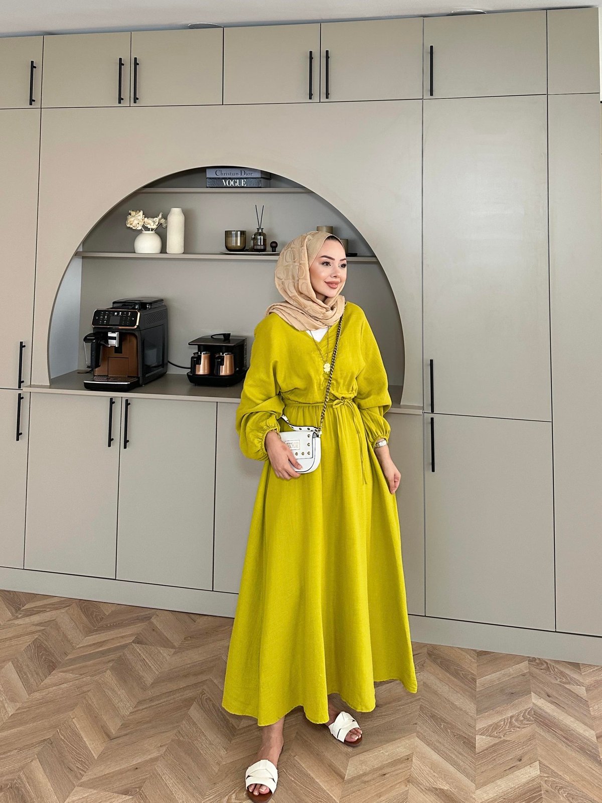 Dean Olive Muslin Dress