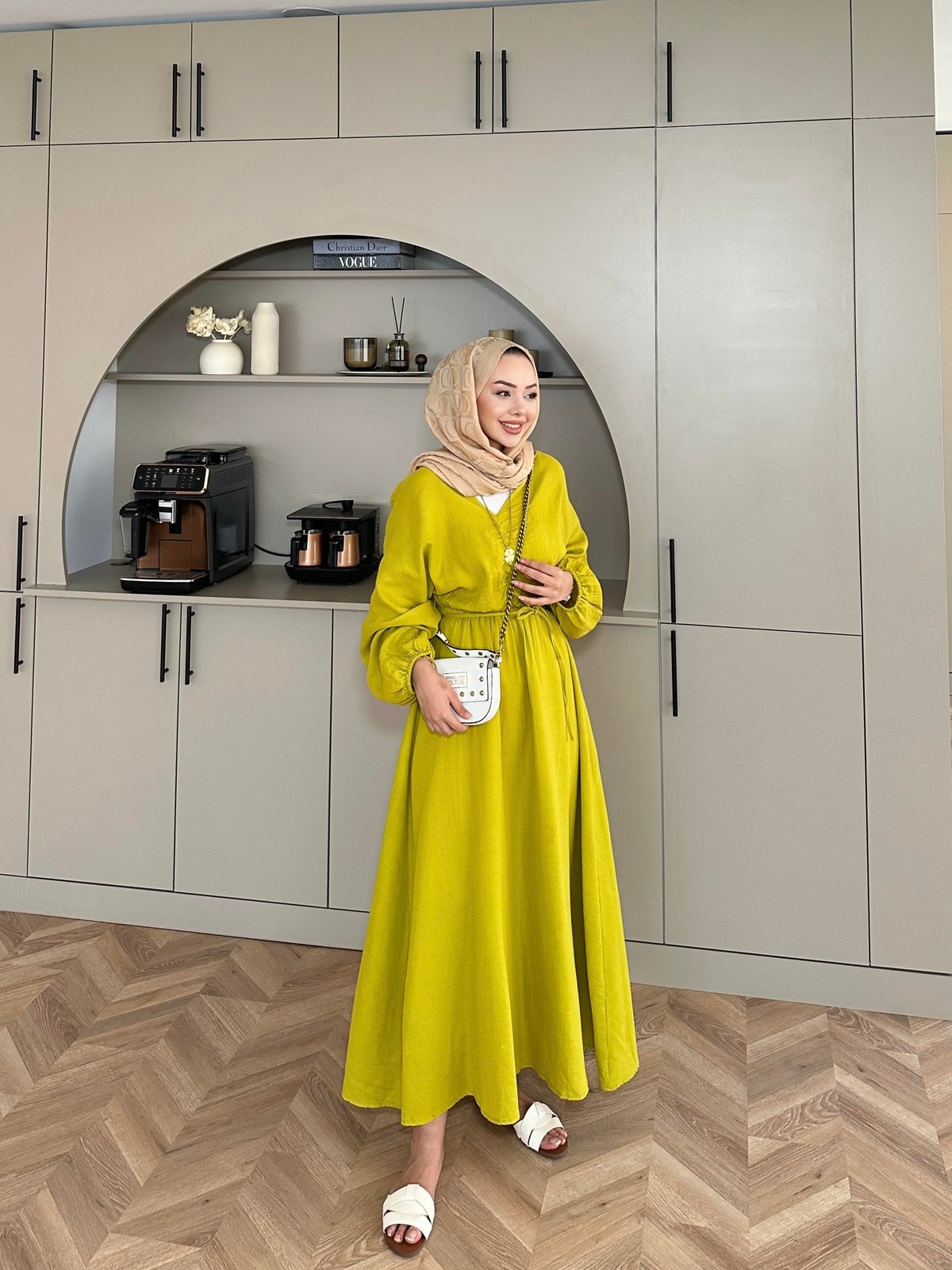 Dean Olive Muslin Dress