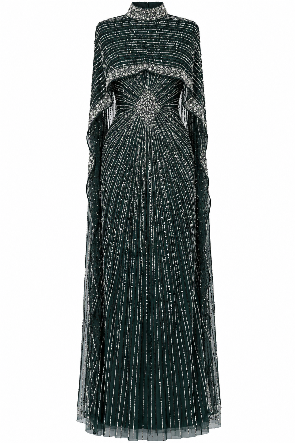 Couture Perla Modest Evening Dress - Green