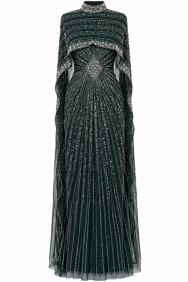 Couture Parla Modest Evening Dress - Green