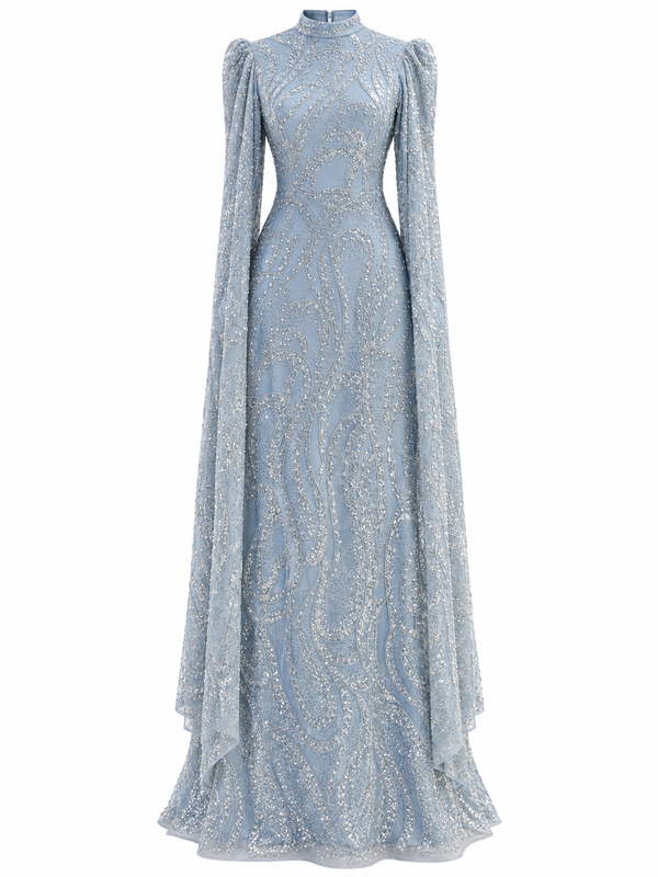 Amaris Modest Evening Dress - Blue