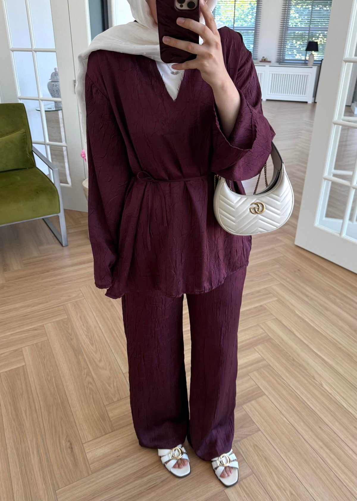 Eliza Burgundy Pleated Set