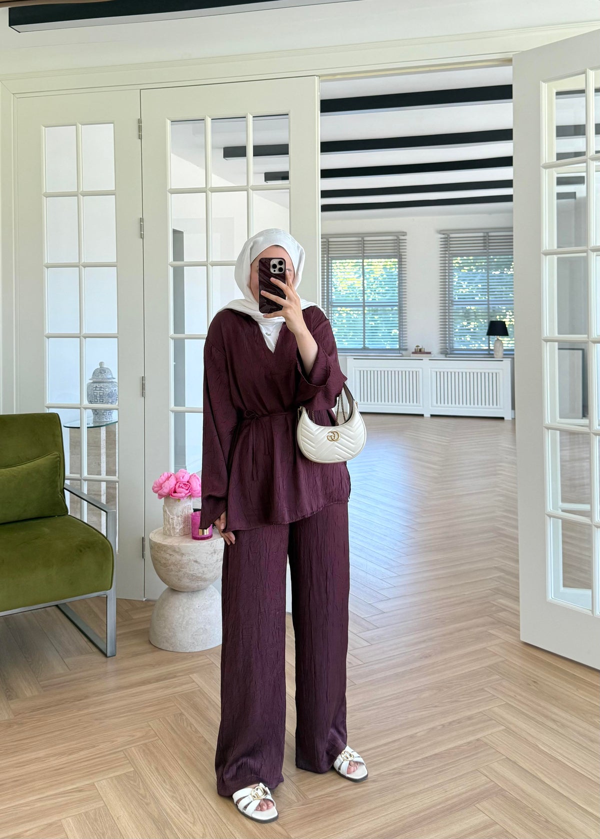 Eliza Burgundy Pleated Set
