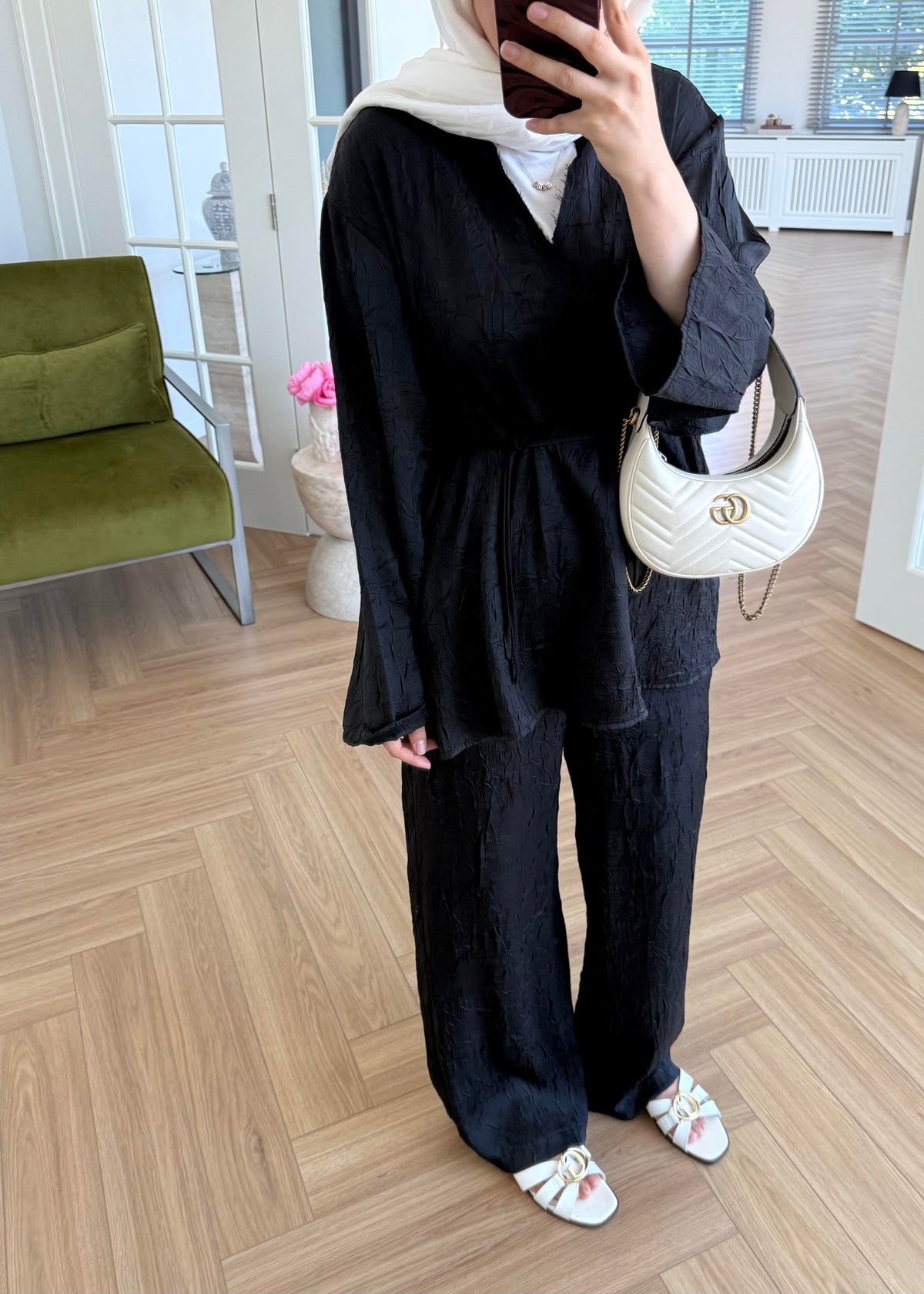 Eliza Black Pleated Set