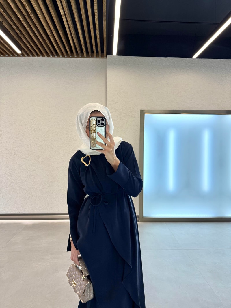 Serra Buckle Dress Navy Size 2